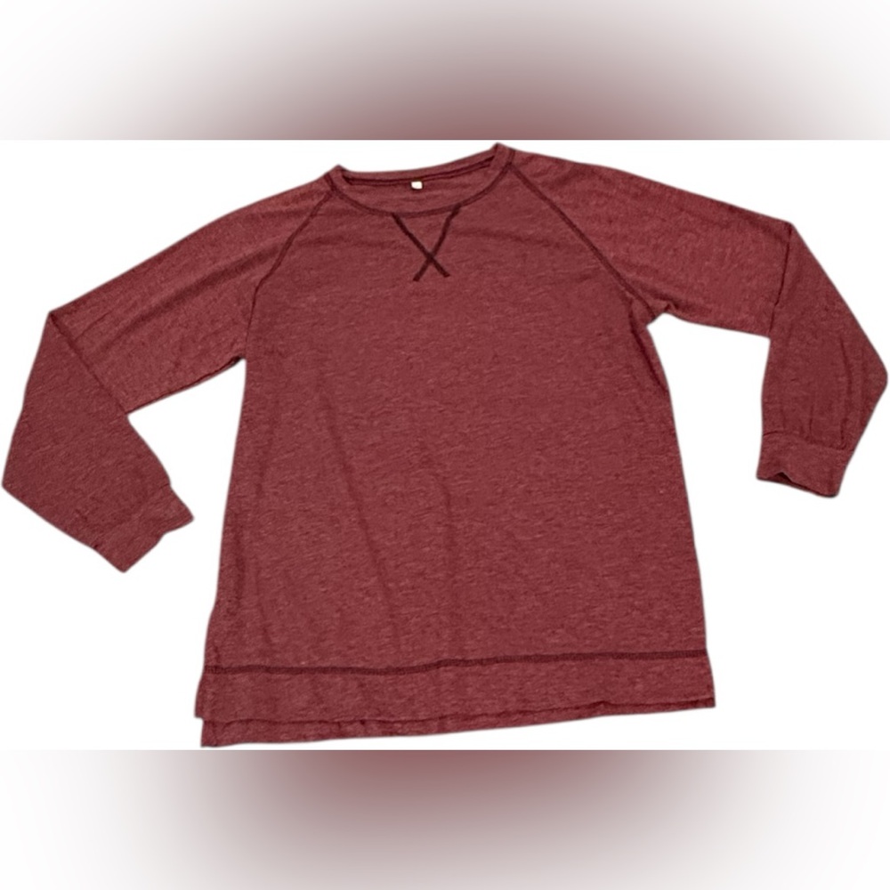 Heathered Burgundy Long Sleeve Top